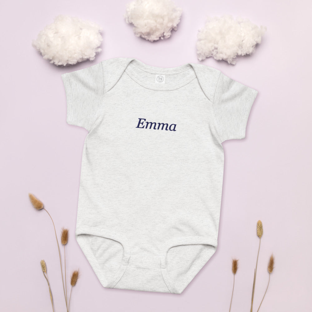 Personalized Embroidered Baby Bodysuit with Custom Name - Ash 1