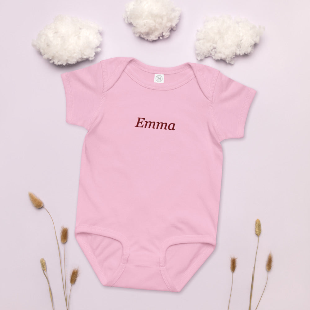 Personalized Embroidered Baby Bodysuit with Custom Name - Pink 1