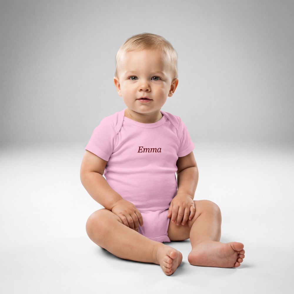 Personalized Embroidered Baby Bodysuit with Custom Name - Pink 2