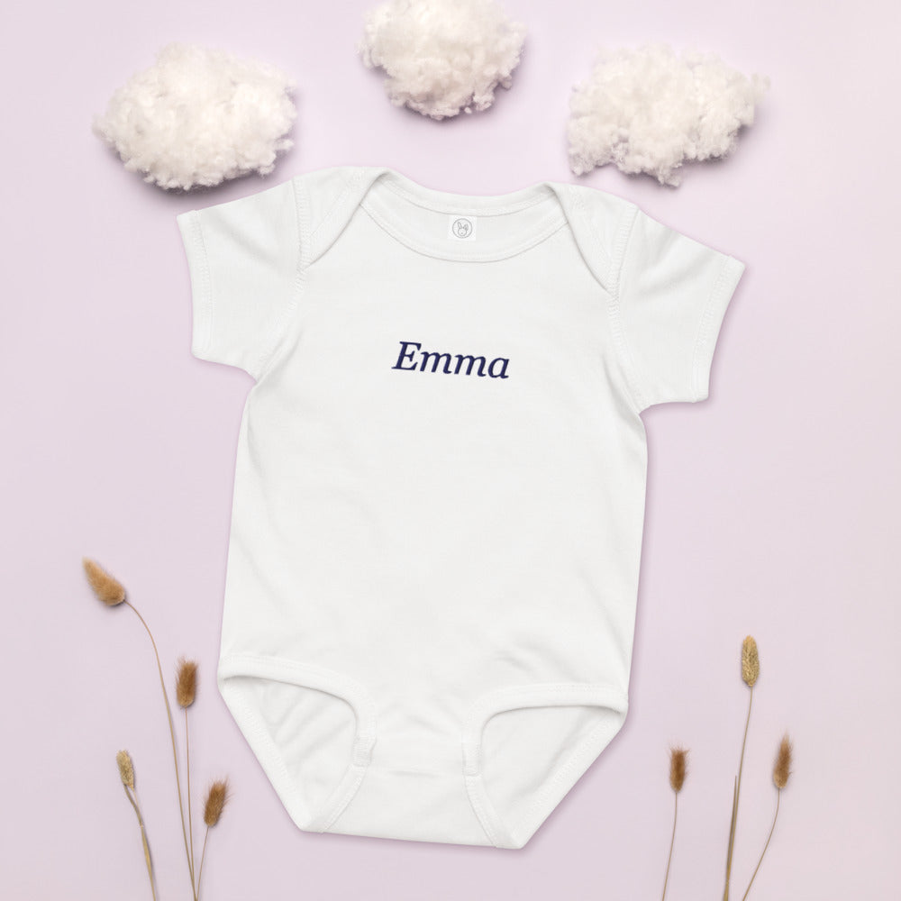 Personalized Embroidered Baby Bodysuit with Custom Name - White 1
