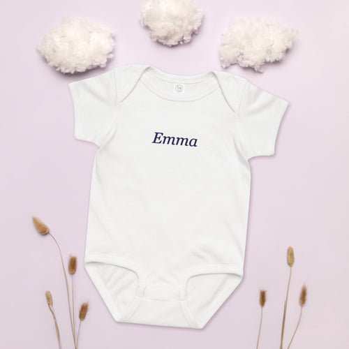 Personalized Embroidered Baby Bodysuit with Custom Name - White 1
