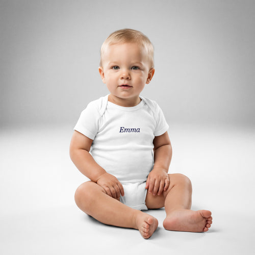 Personalized Embroidered Baby Bodysuit with Custom Name - White 2