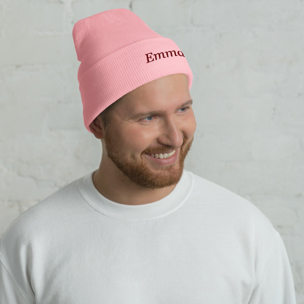 Personalized Embroidered Beanie, Custom Name Knit Beanie Hat - Baby Pink 2