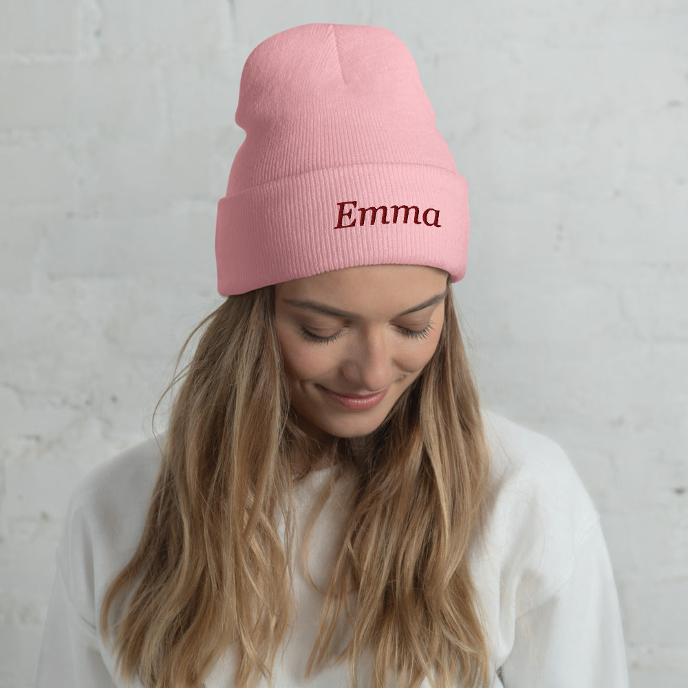 Personalized Embroidered Beanie, Custom Name Knit Beanie Hat - Baby Pink 3