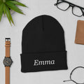 Personalized Embroidered Beanie, Custom Name Knit Beanie Hat - Black 1