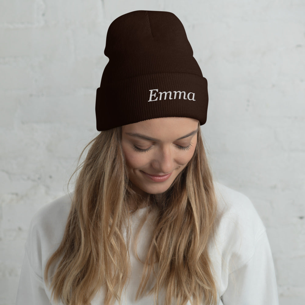 Personalized Embroidered Beanie, Custom Name Knit Beanie Hat - Brown 3