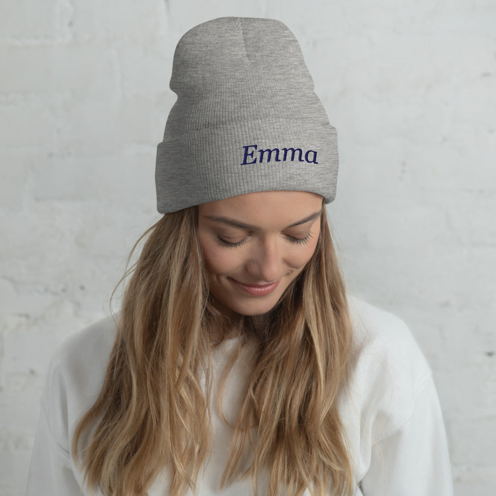Personalized Embroidered Beanie, Custom Name Knit Beanie Hat - Heather Grey 3