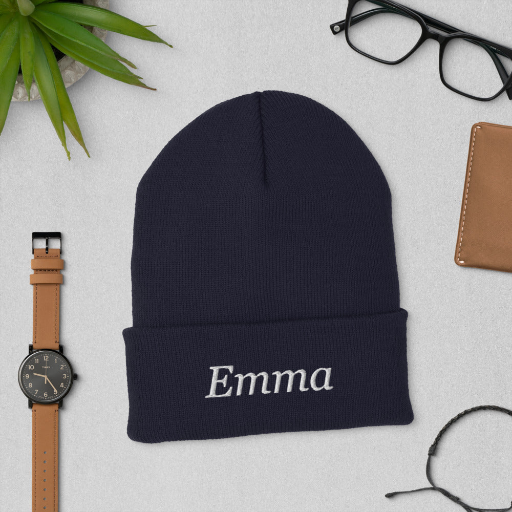 Personalized Embroidered Beanie, Custom Name Knit Beanie Hat - Navy 1