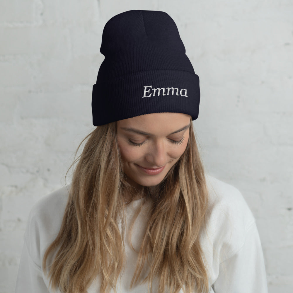 Personalized Embroidered Beanie, Custom Name Knit Beanie Hat - Navy 3