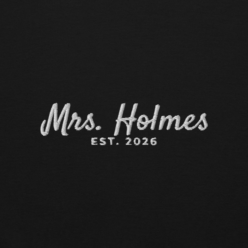 Custom Mrs. Embroidered Sweatshirt with Wedding Date, Bride Gift - Black 4