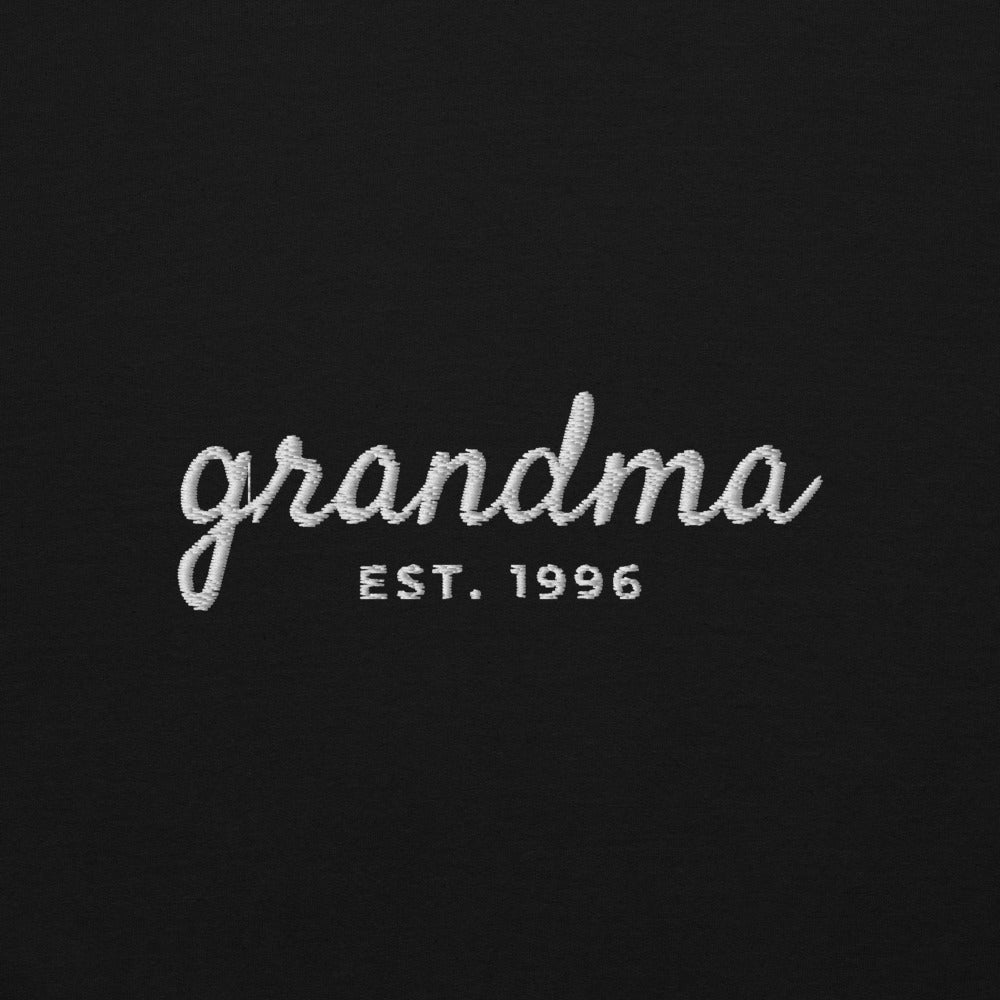 Embroidered Grandma Sweatshirt with Est. Year, Personalized Nana Gift - Black 4