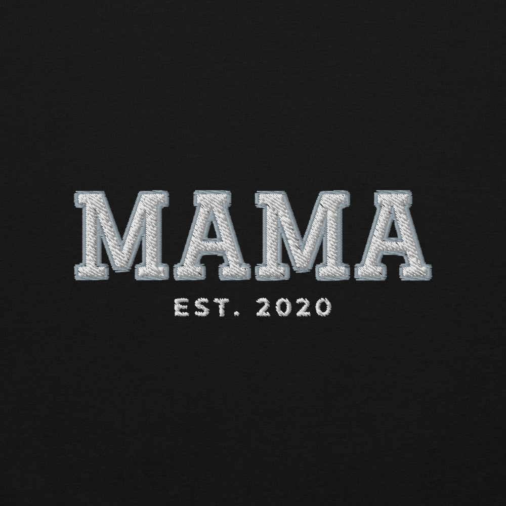 Varsity Mama Embroidered Sweatshirt with Est. Year, Custom Name - Black 4
