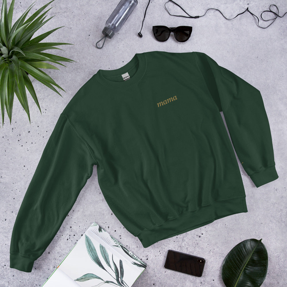 Personalized Embroidered Crewneck Sweatshirt, Custom Name on Chest - Forest Green 5