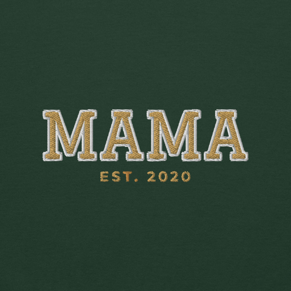 Varsity Mama Embroidered Sweatshirt with Est. Year, Custom Name - Forest Green 4