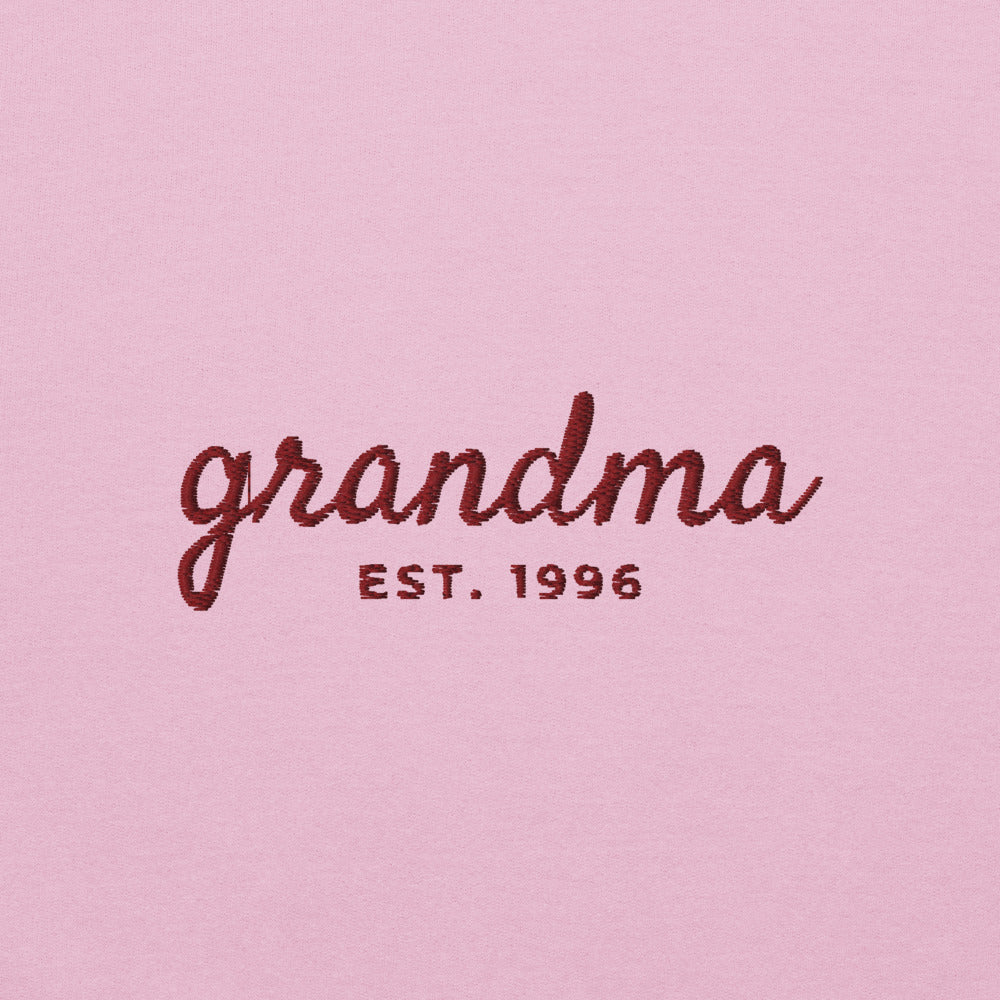 Embroidered Grandma Sweatshirt with Est. Year, Personalized Nana Gift - Light Pink 4
