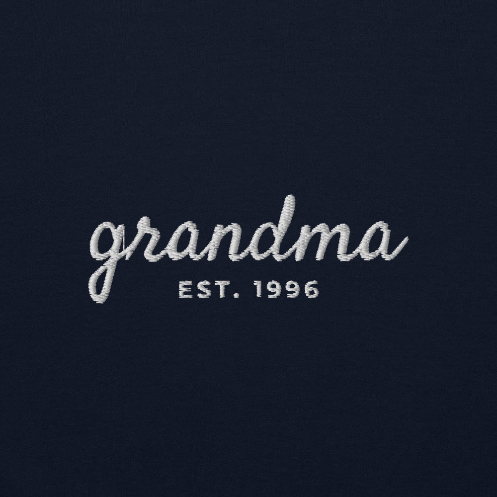 Embroidered Grandma Sweatshirt with Est. Year, Personalized Nana Gift - Navy 4