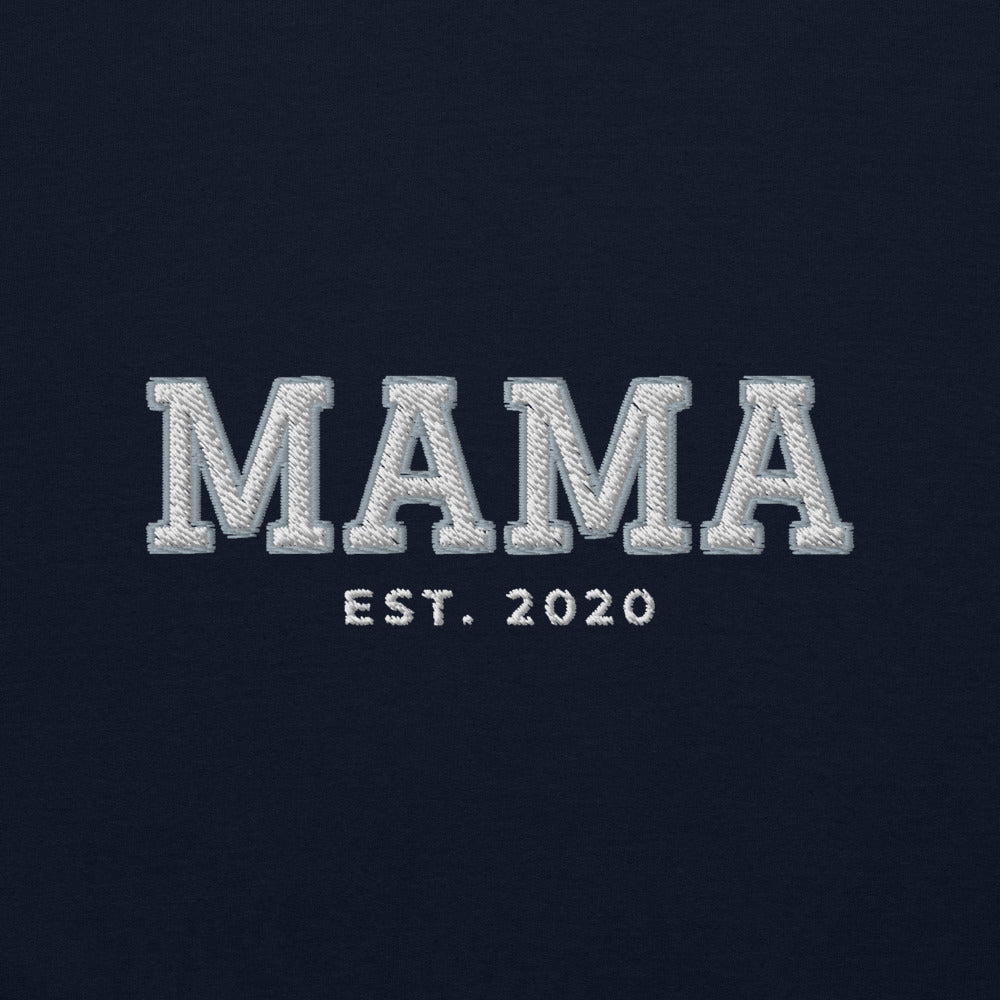 Varsity Mama Embroidered Sweatshirt with Est. Year, Custom Name - Navy 4