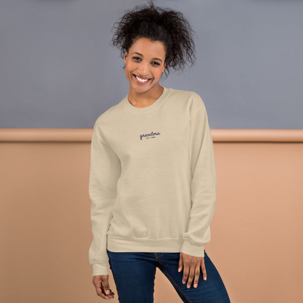 Embroidered Grandma Sweatshirt with Est. Year, Personalized Nana Gift - Sand 3