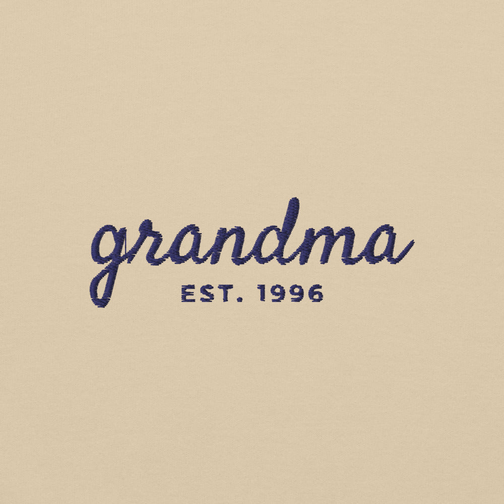 Embroidered Grandma Sweatshirt with Est. Year, Personalized Nana Gift - Sand 4