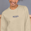Varsity Mama Embroidered Sweatshirt with Est. Year, Custom Name - Sand 2
