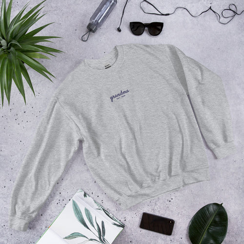 Embroidered Grandma Sweatshirt with Est. Year, Personalized Nana Gift - Sport Grey 1