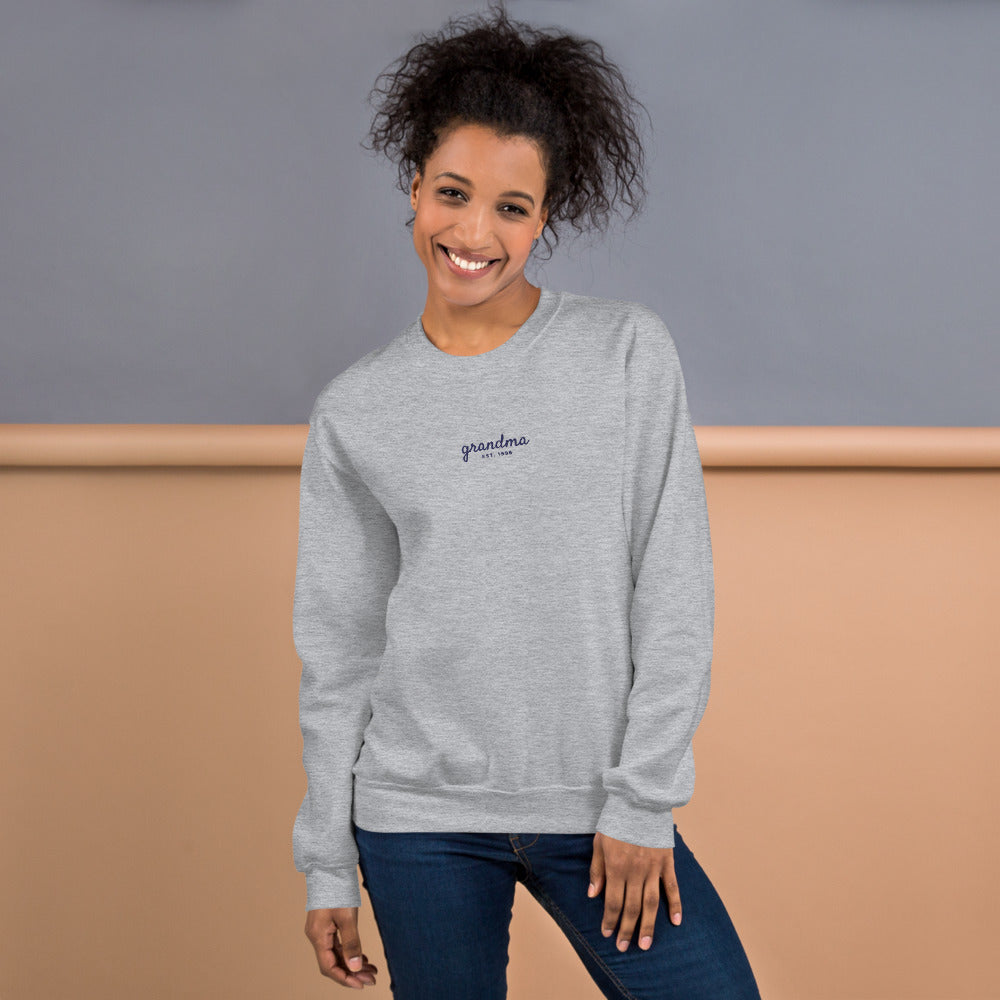Embroidered Grandma Sweatshirt with Est. Year, Personalized Nana Gift - Sport Grey 3