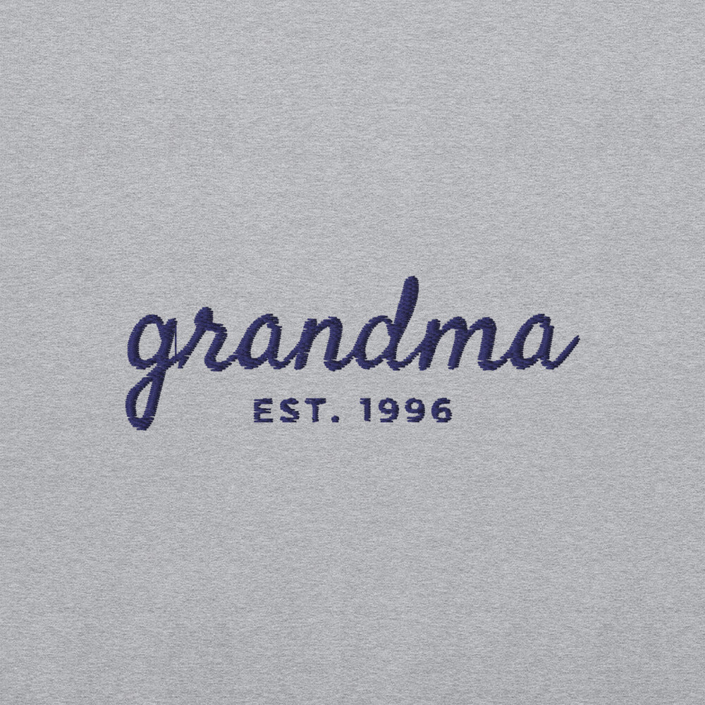 Embroidered Grandma Sweatshirt with Est. Year, Personalized Nana Gift - Sport Grey 4