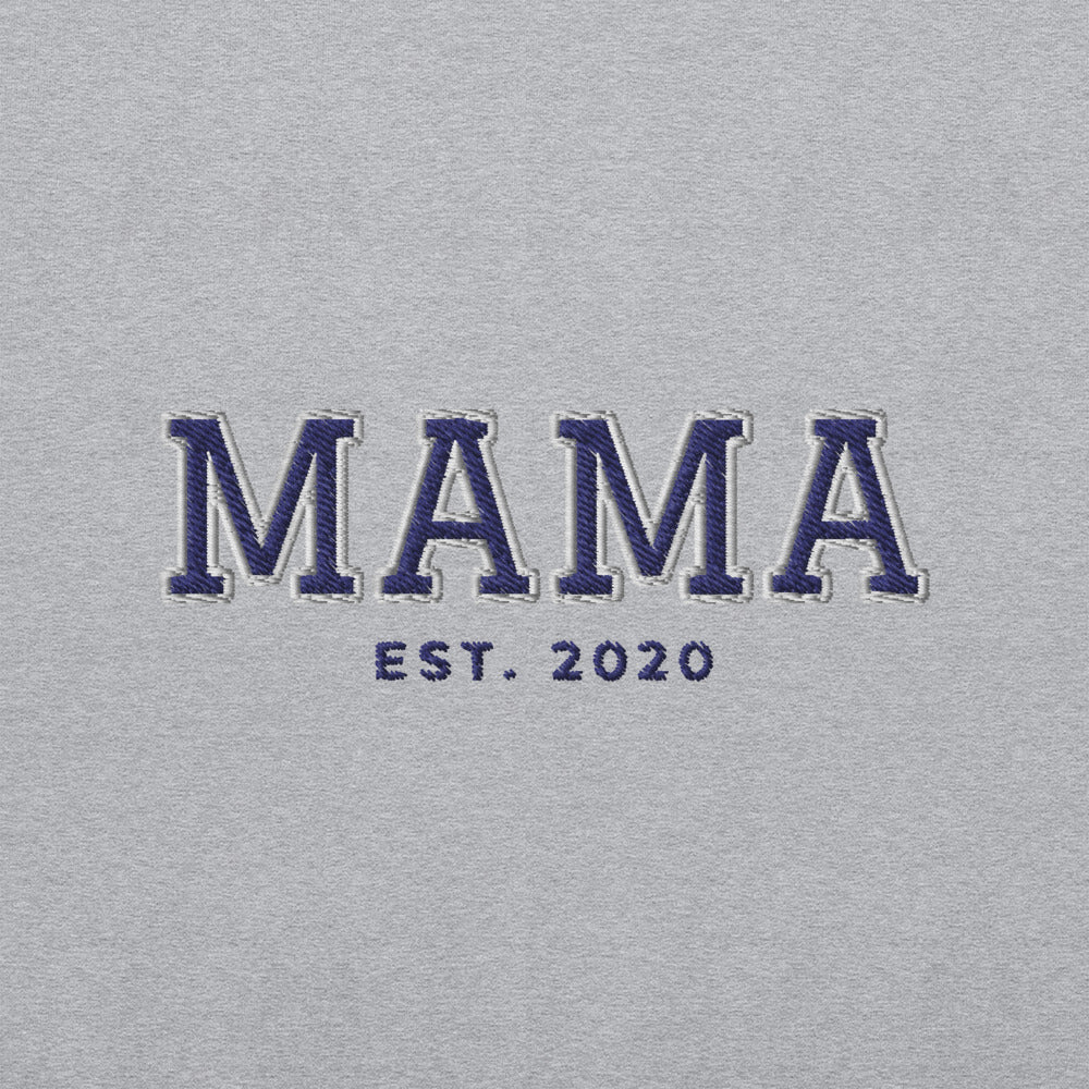 Varsity Mama Embroidered Sweatshirt with Est. Year, Custom Name - Sport Grey 4
